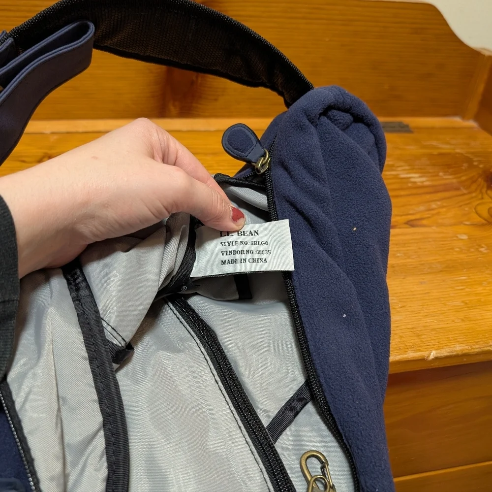 L.L.Bean AmeriBag Healthy Back Bag Fleece Sling Backpack Blue